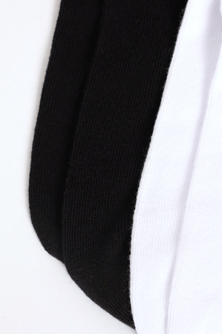 2 Pack 3D Pearl Bow Mid Crew Socks - Black/White