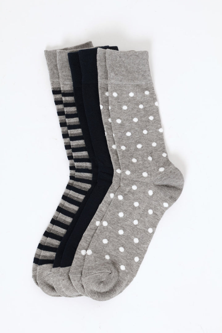 3 Pack Anklet Socks - Grey/Navy