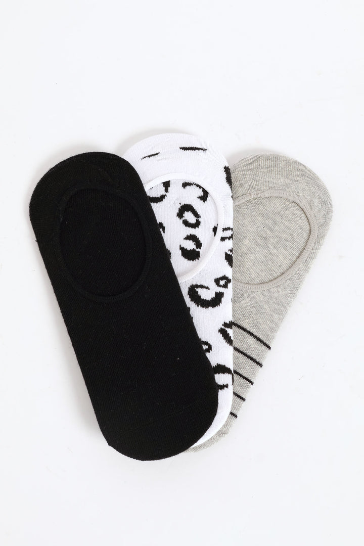3 Pack Animal Print Secret Socks - Multi