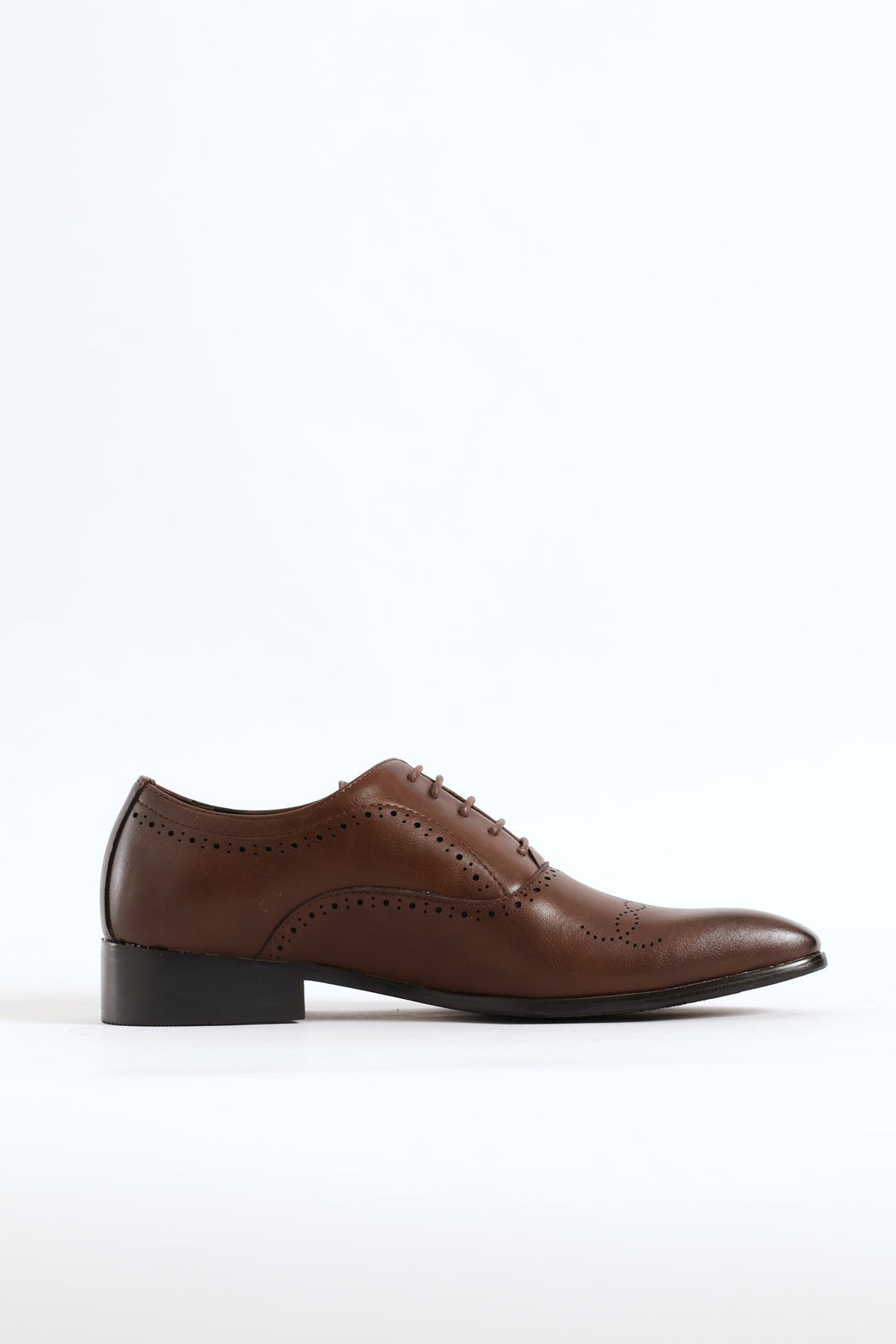 Lace Up Punched Detail Oxford Shoe - Chocolate