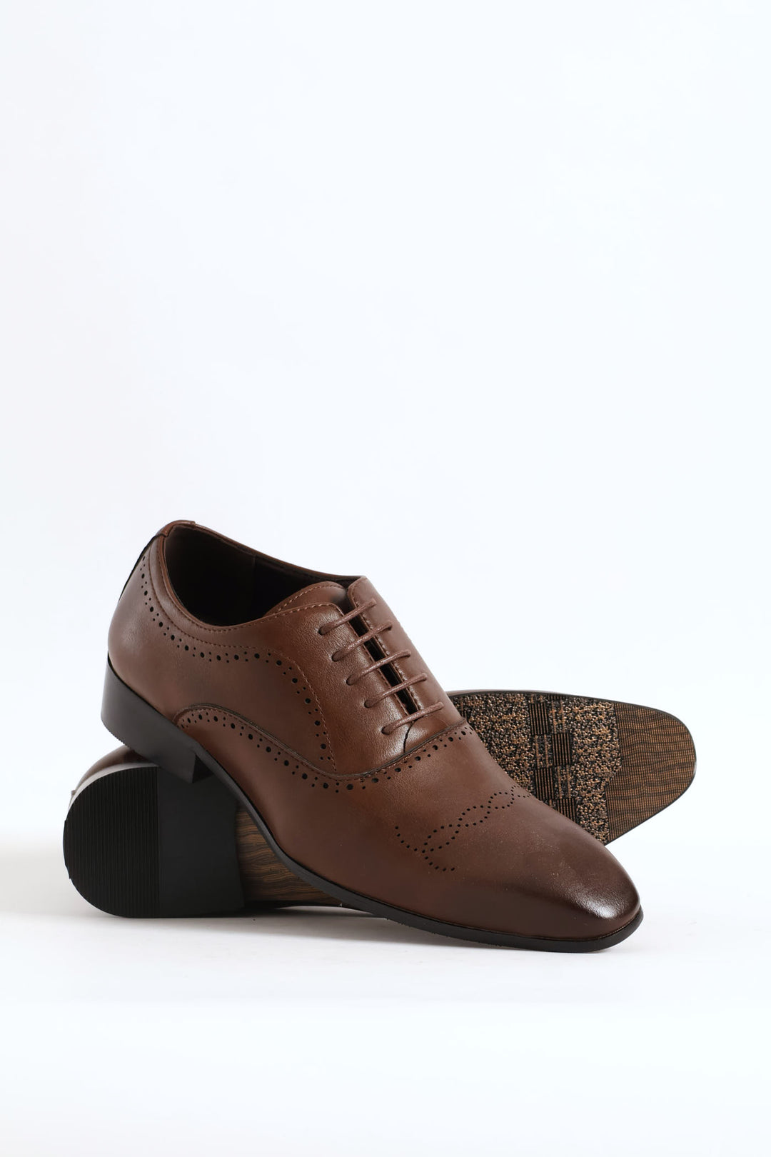 Lace Up Punched Detail Oxford Shoe - Chocolate