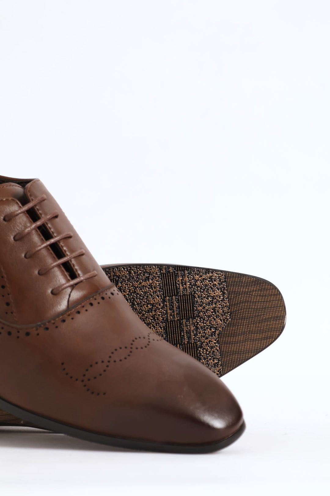 Lace Up Punched Detail Oxford Shoe - Chocolate