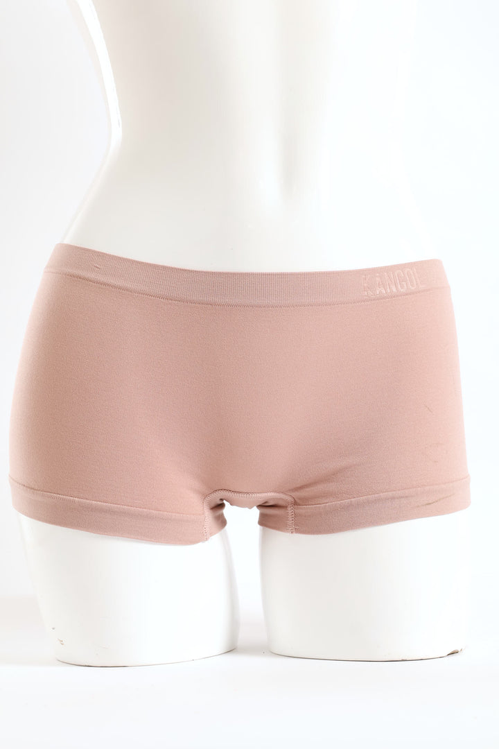 3 Pack Plain Seamless Boyleg Panties - Mauve/Sage/Nude