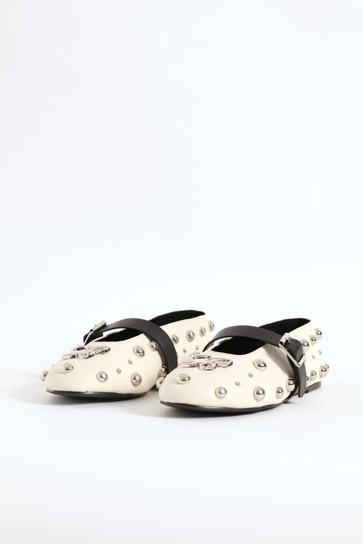 Bobby Studded Pump - Cream
