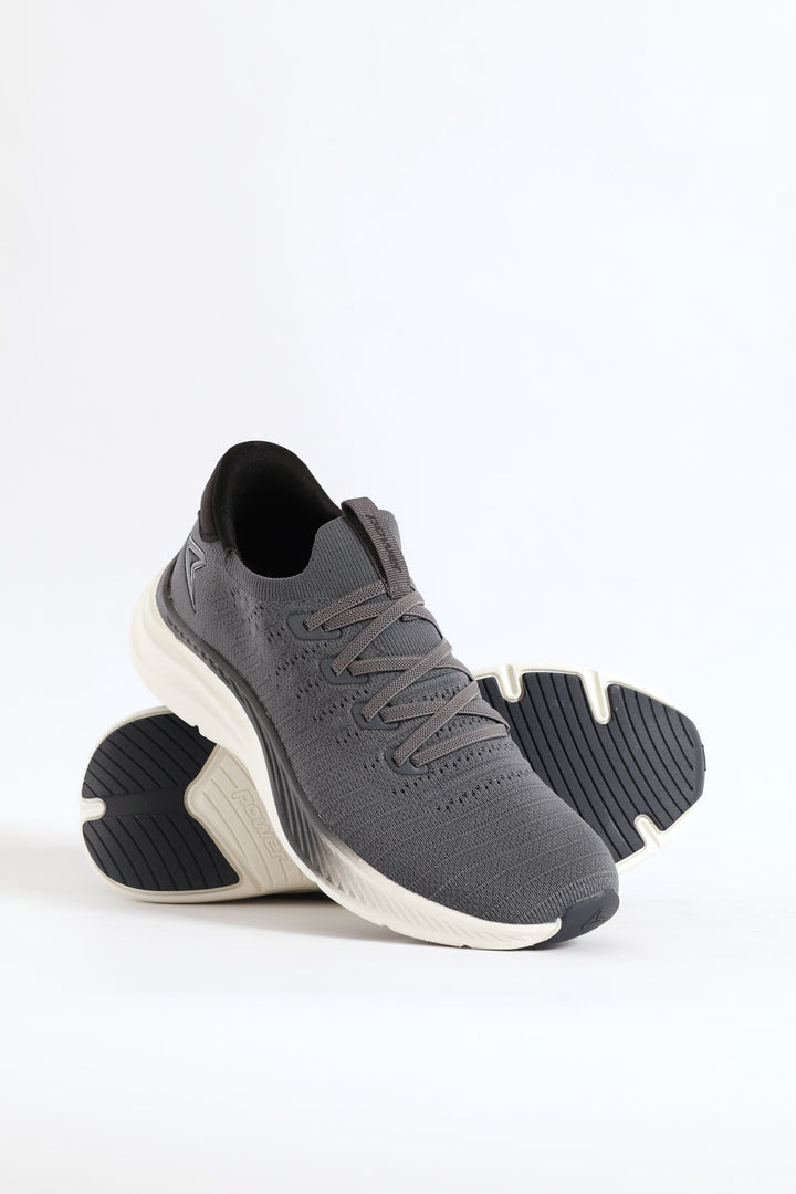 Onda Lace Up Knit Trainer - Grey