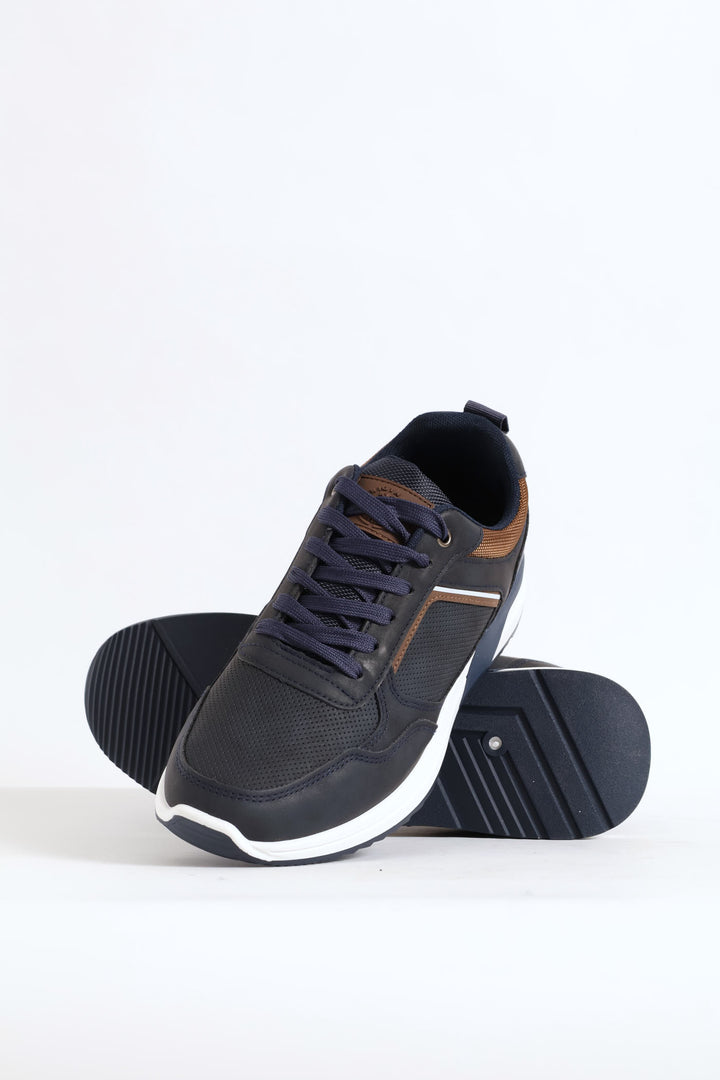 River Panelled Casual Sneaker - Navy