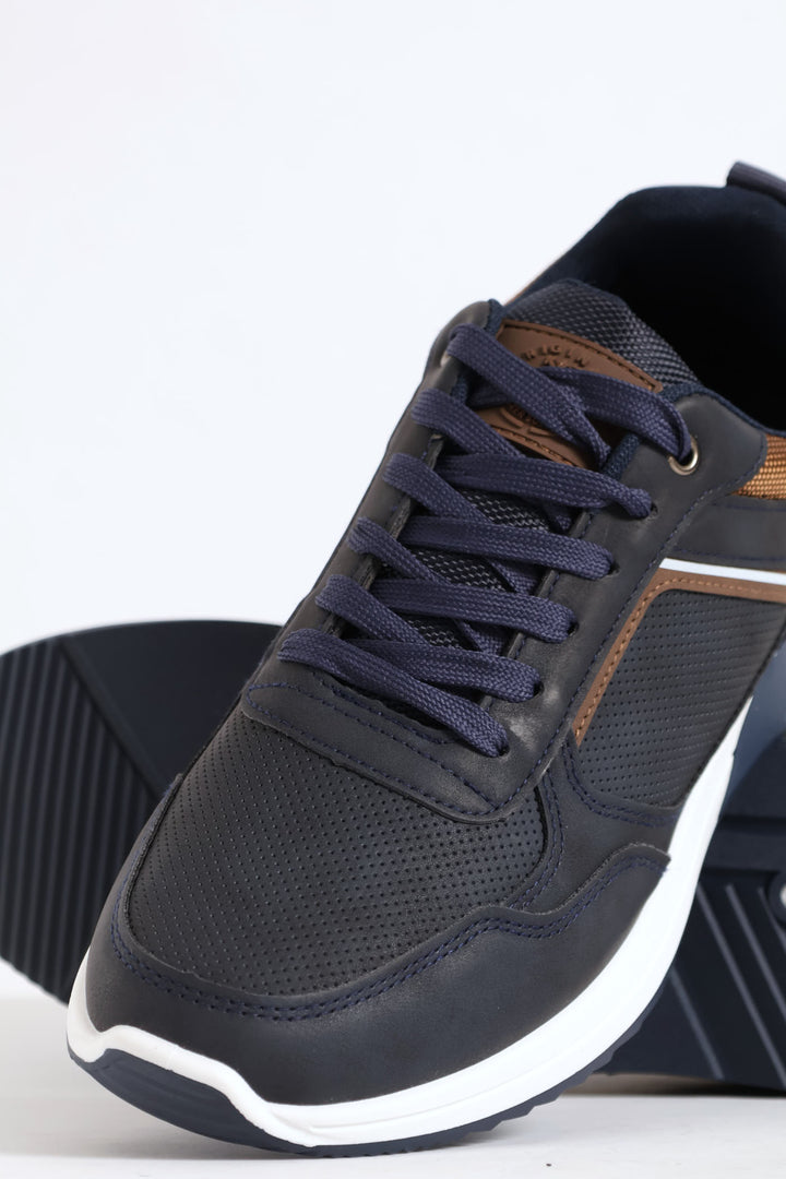 River Panelled Casual Sneaker - Navy