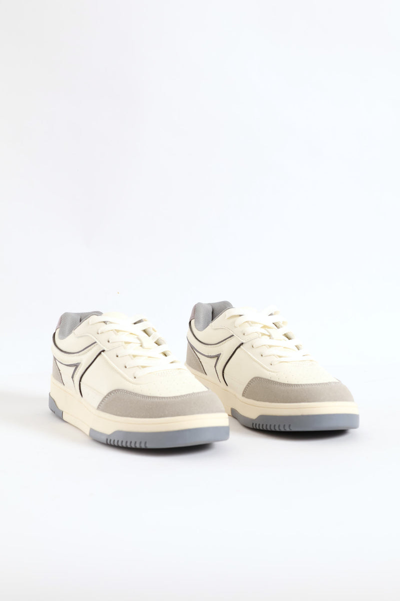 Panel Detail Sneaker - White/Grey