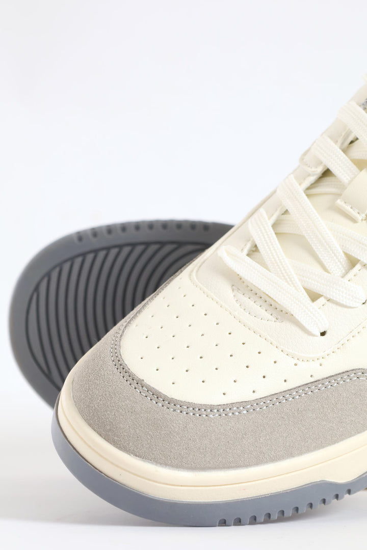 Panel Detail Sneaker - White/Grey