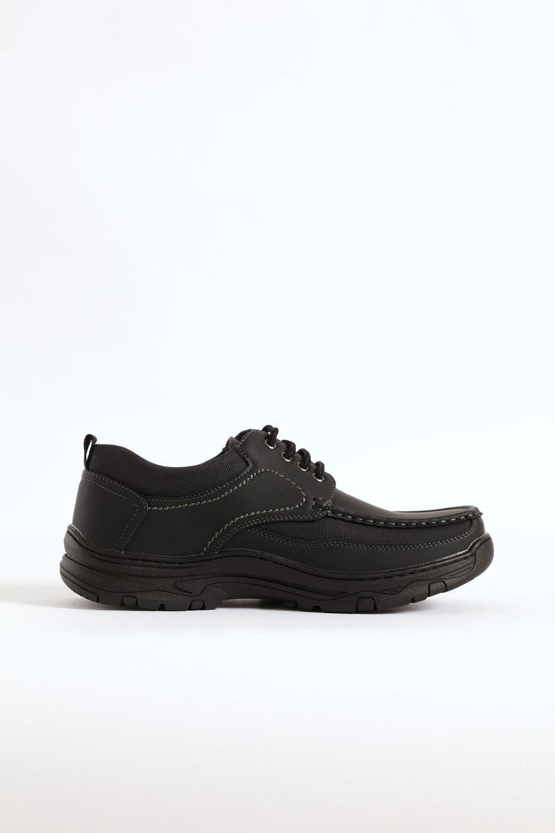 Chase Lace Up Worker Shoe - Black