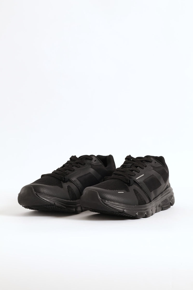 Mesh Lace Up Trainer - Black