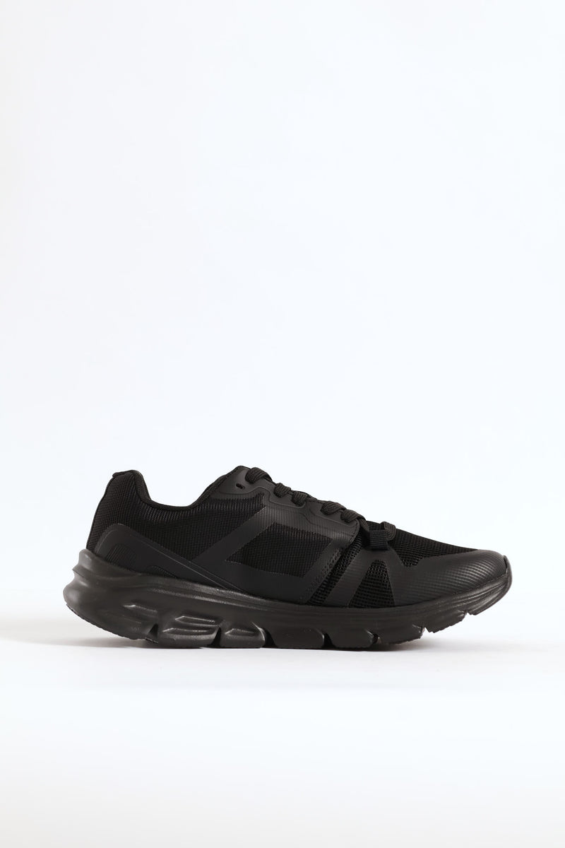 Mesh Lace Up Trainer - Black