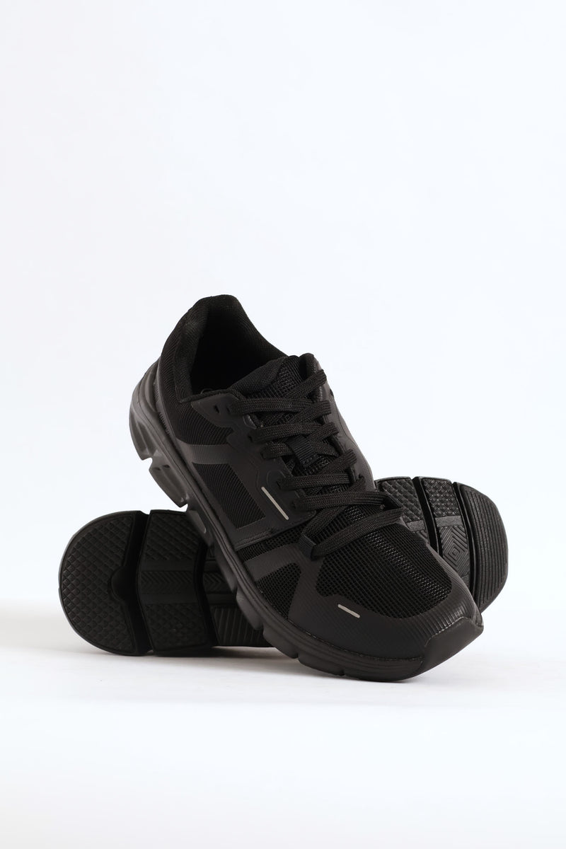 Mesh Lace Up Trainer - Black
