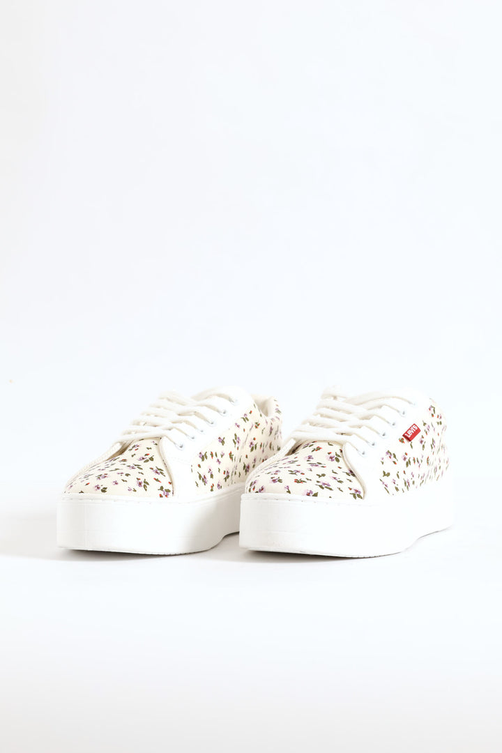 Floral Platform Sneaker - Off White
