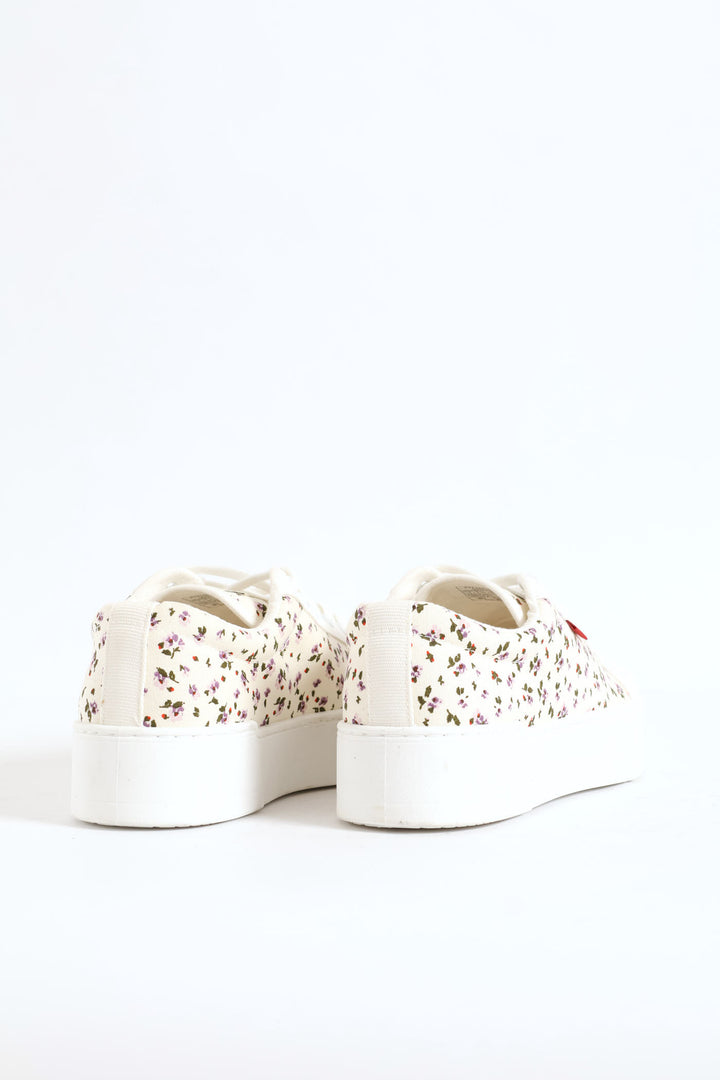 Floral Platform Sneaker - Off White