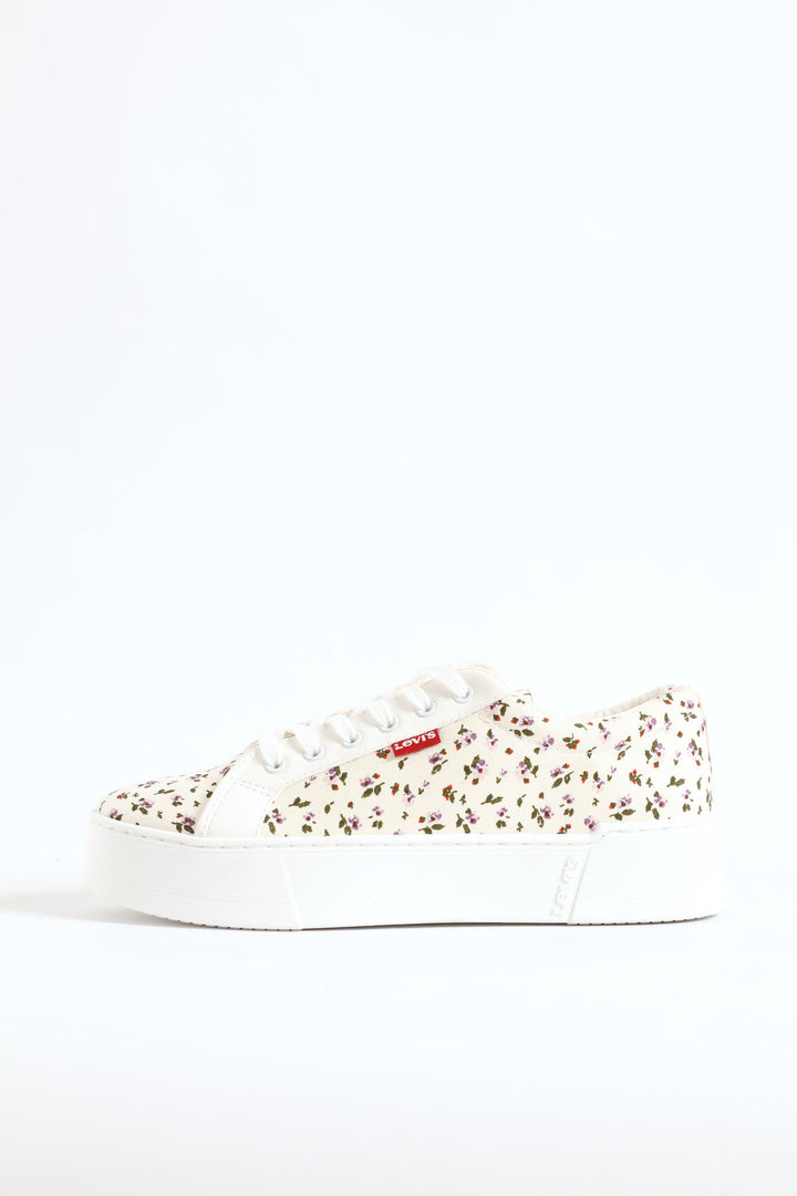 Floral Platform Sneaker - Off White