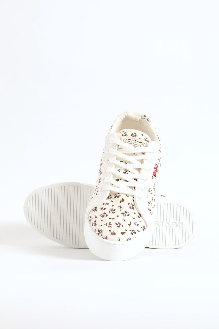 Floral Platform Sneaker - Off White
