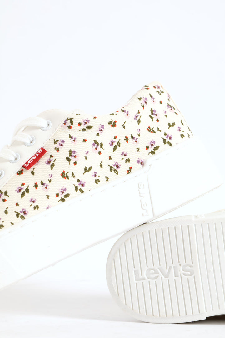 Floral Platform Sneaker - Off White
