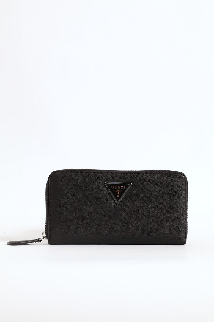Viviette Medium Zip Around Purse - Black