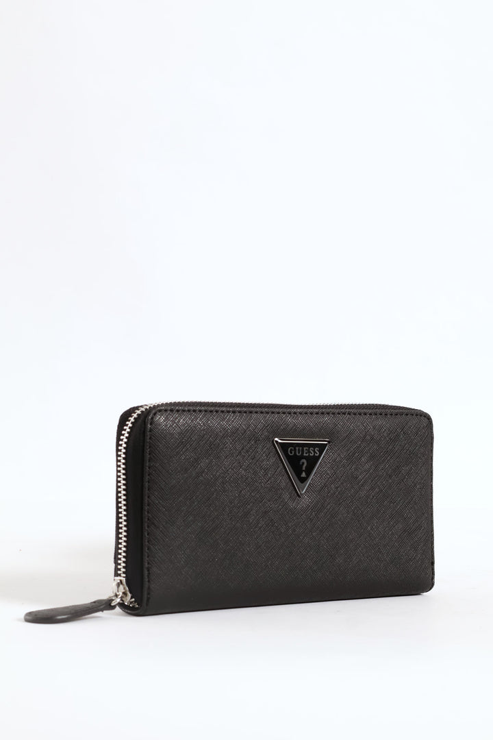 Viviette Medium Zip Around Purse - Black
