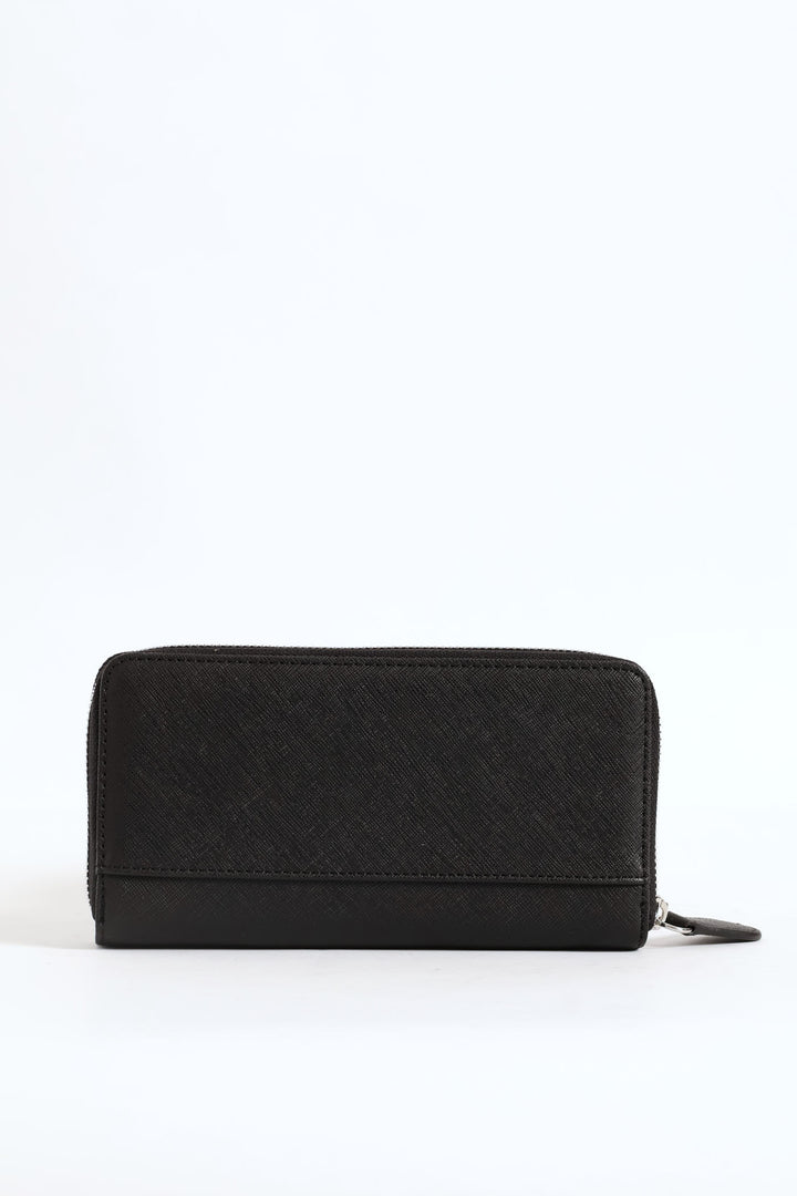 Viviette Medium Zip Around Purse - Black