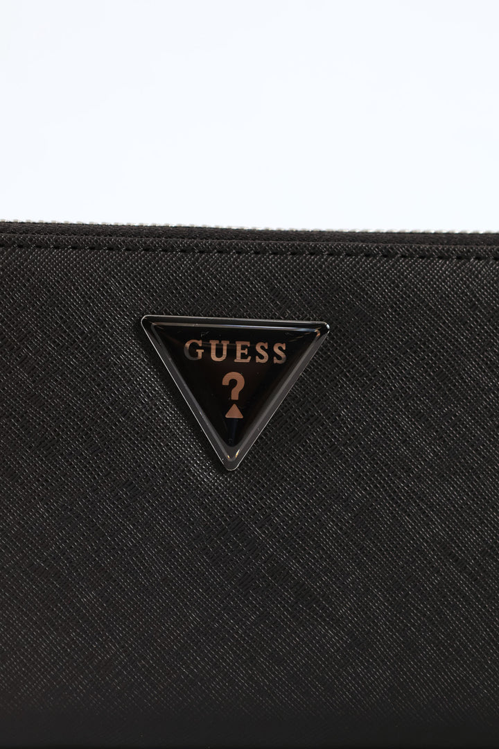 Viviette Medium Zip Around Purse - Black