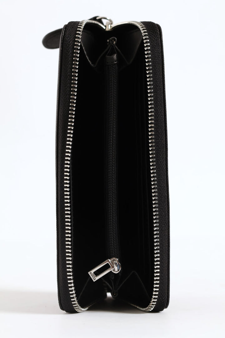 Viviette Medium Zip Around Purse - Black