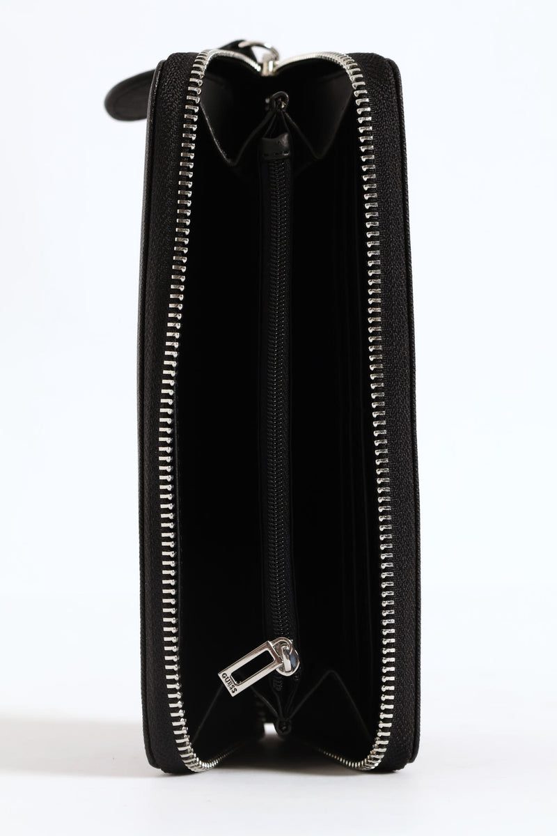 Viviette Medium Zip Around Purse - Black
