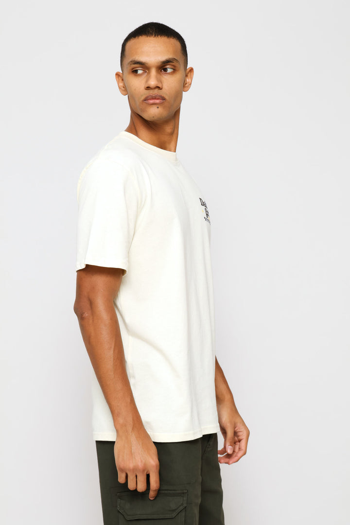 Club Coffee Front & Back Print Tee - Ecru