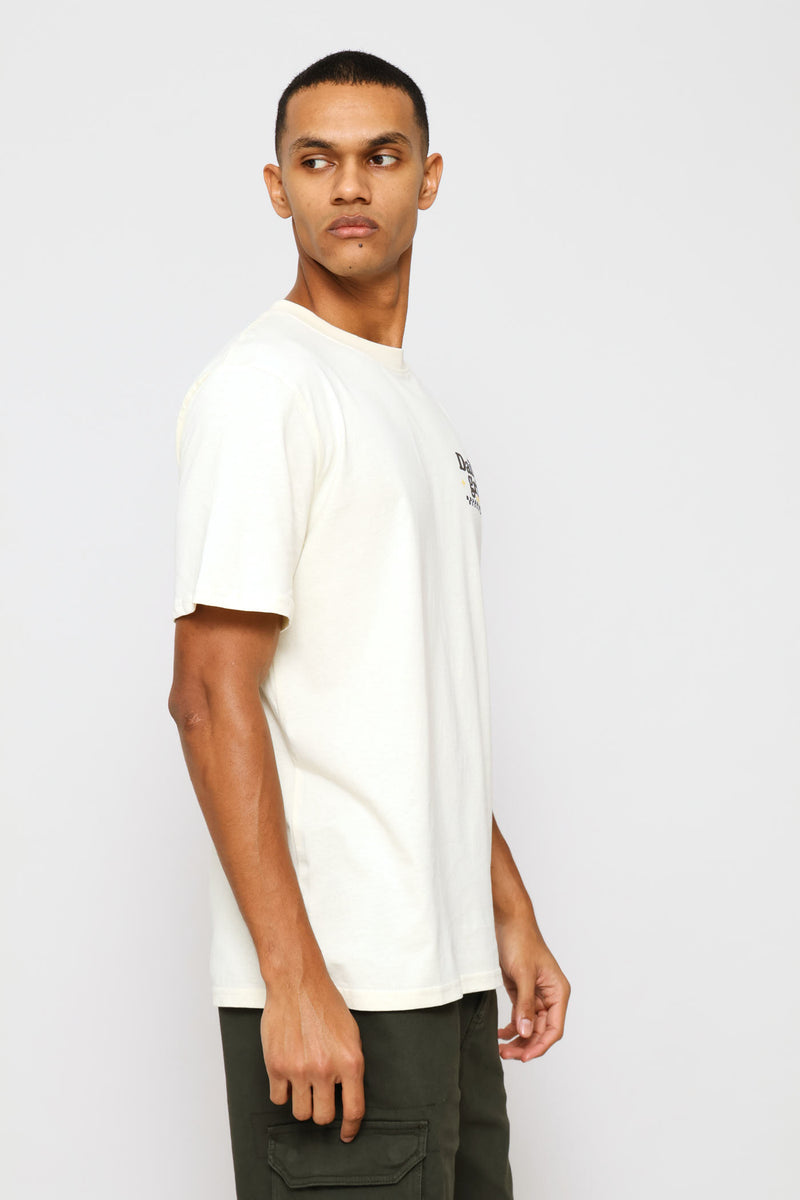Club Coffee Front & Back Print Tee - Ecru