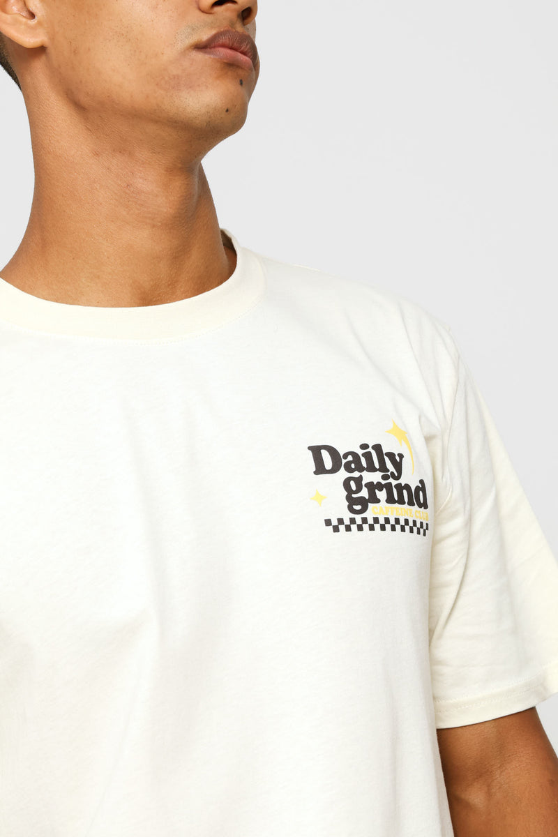 Club Coffee Front & Back Print Tee - Ecru