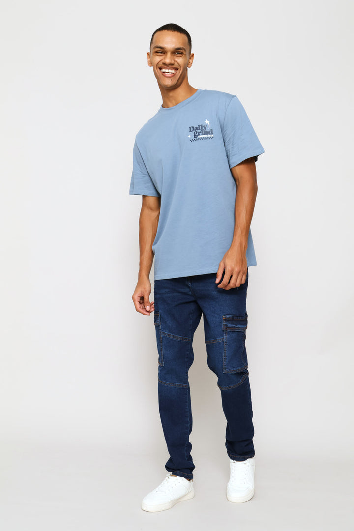 Club Coffe Front & Back Tee - Dusty Blue