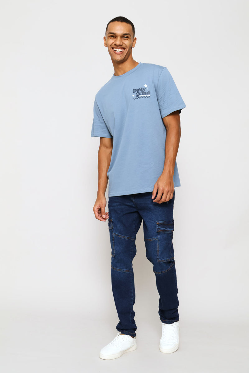 Club Coffe Front & Back Tee - Dusty Blue