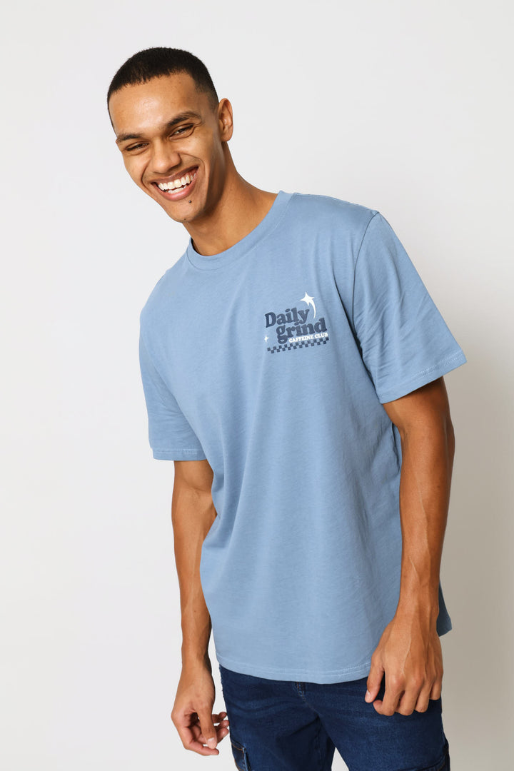 Club Coffe Front & Back Tee - Dusty Blue