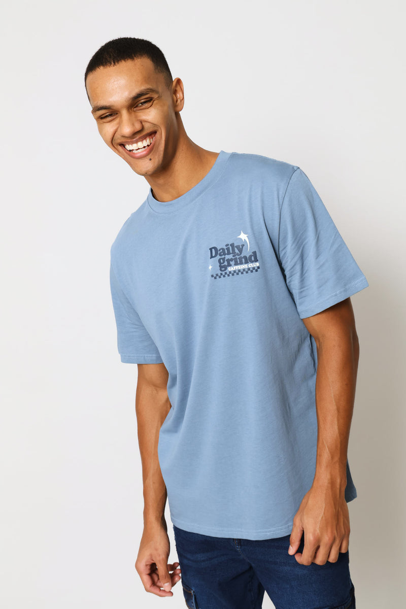 Club Coffe Front & Back Tee - Dusty Blue