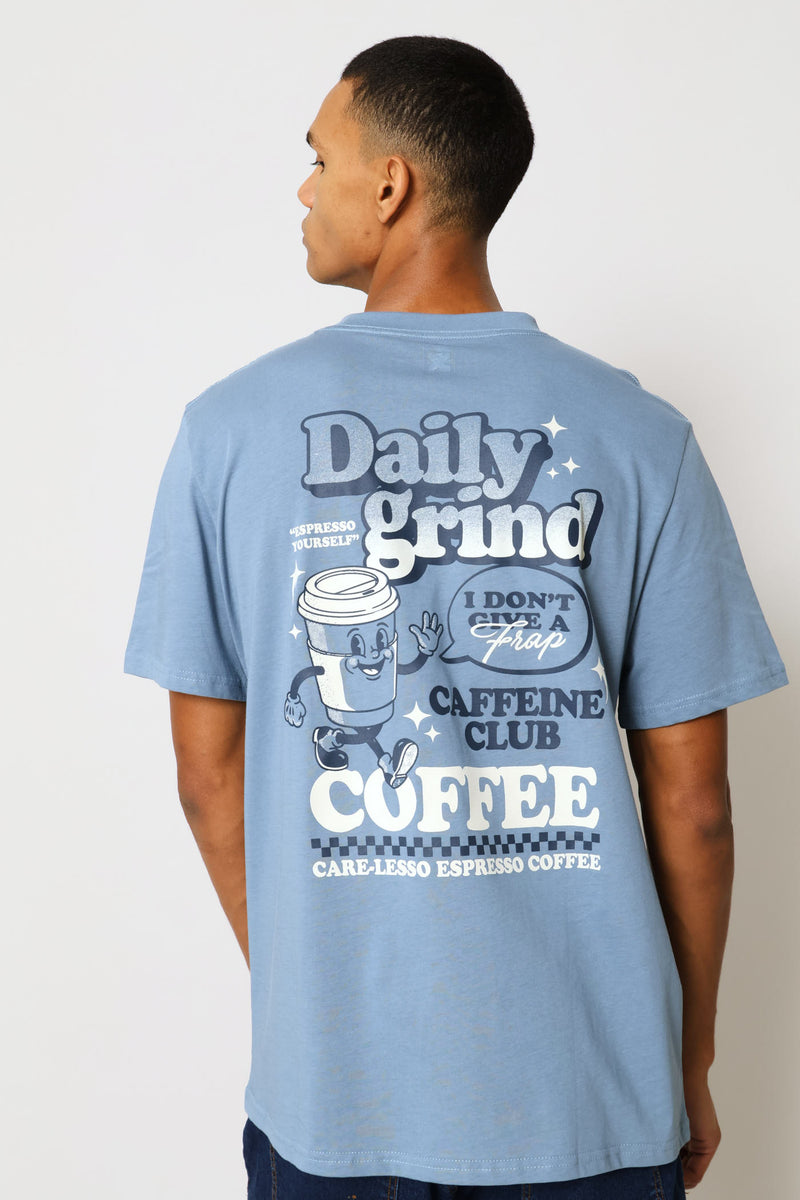 Club Coffe Front & Back Tee - Dusty Blue