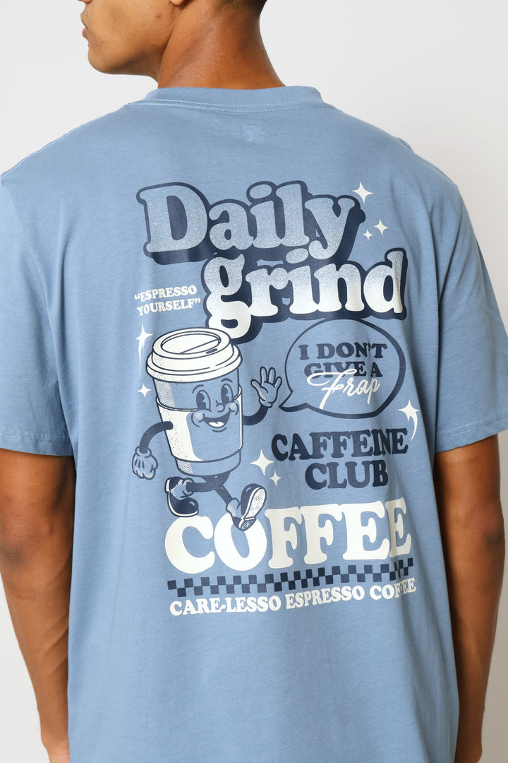 Club Coffe Front & Back Tee - Dusty Blue