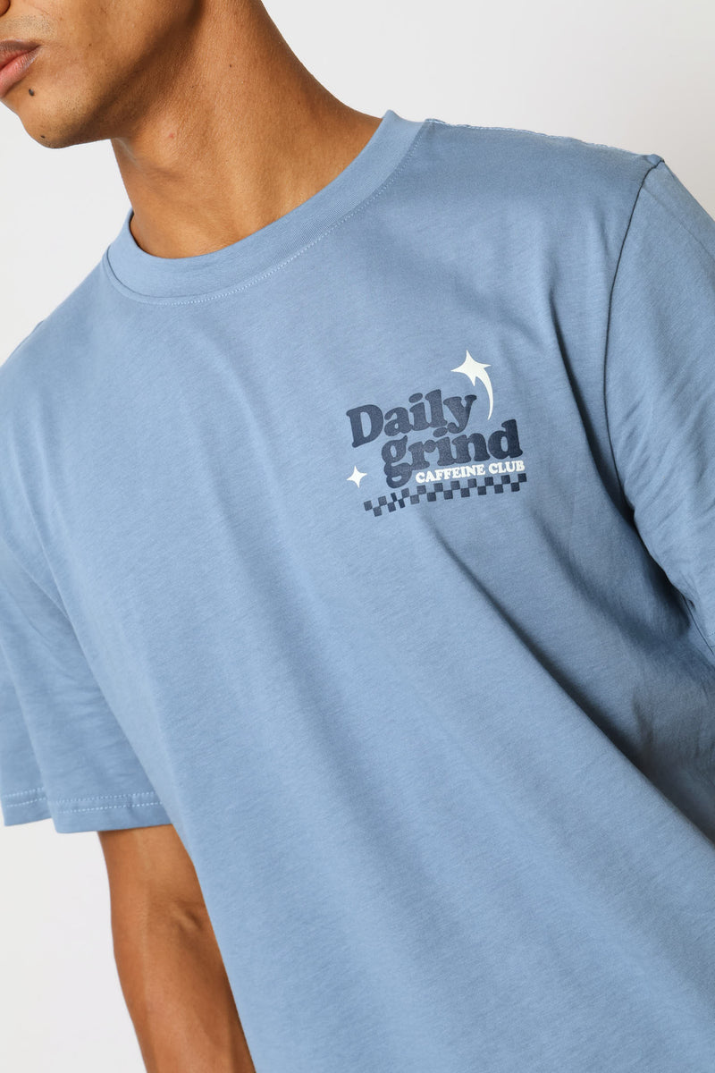 Club Coffe Front & Back Tee - Dusty Blue