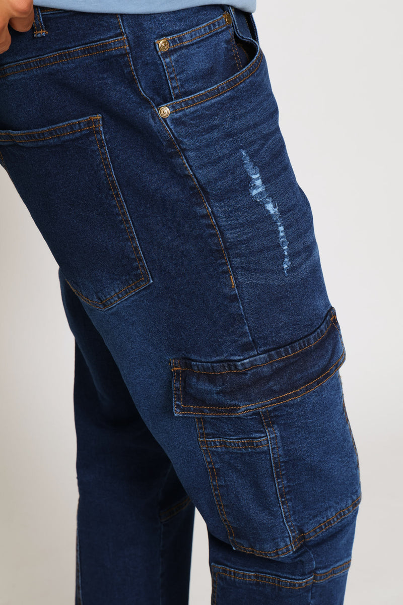Super Skinny Cargo Denim - Dark Wash