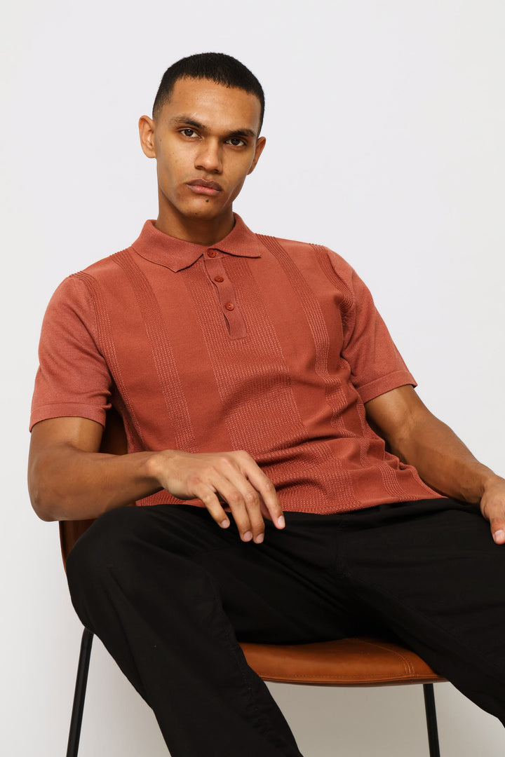 Stripe Textured Golfer - Brick