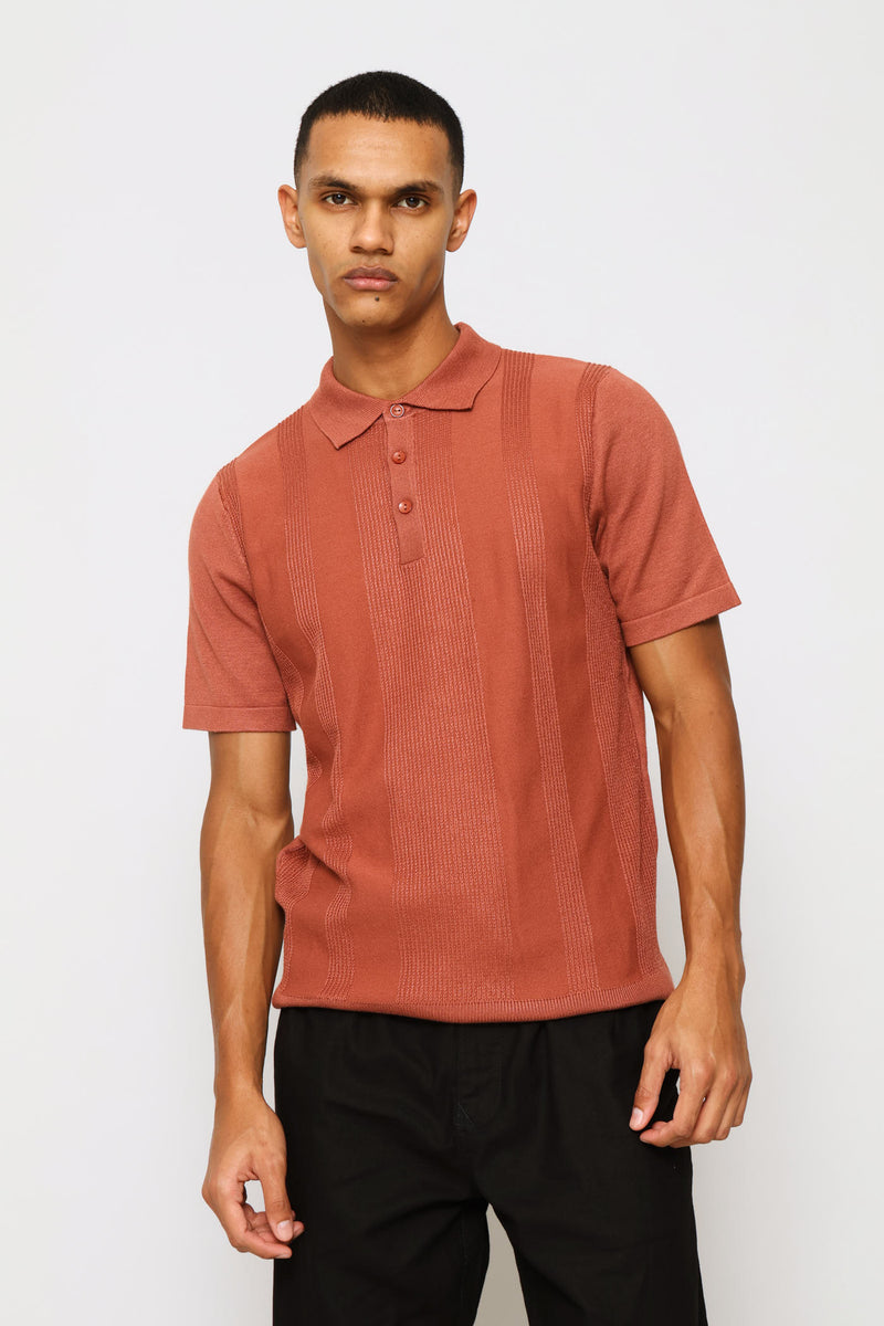 Stripe Textured Golfer - Brick