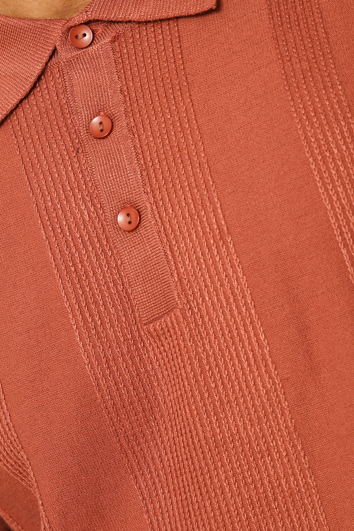 Stripe Textured Golfer - Brick