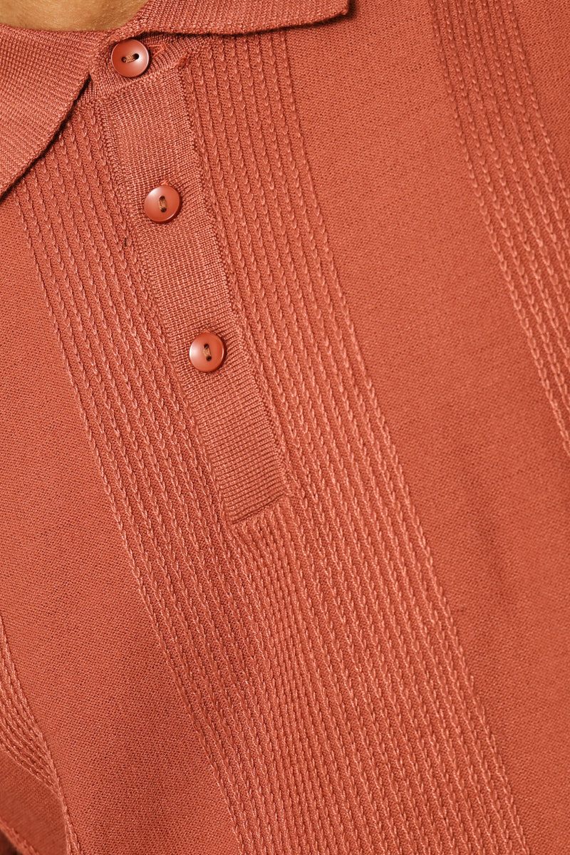 Stripe Textured Golfer - Brick