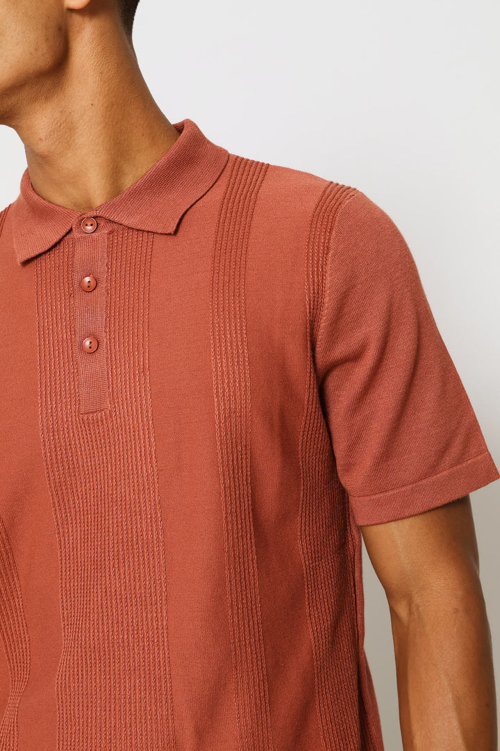 Stripe Textured Golfer - Brick