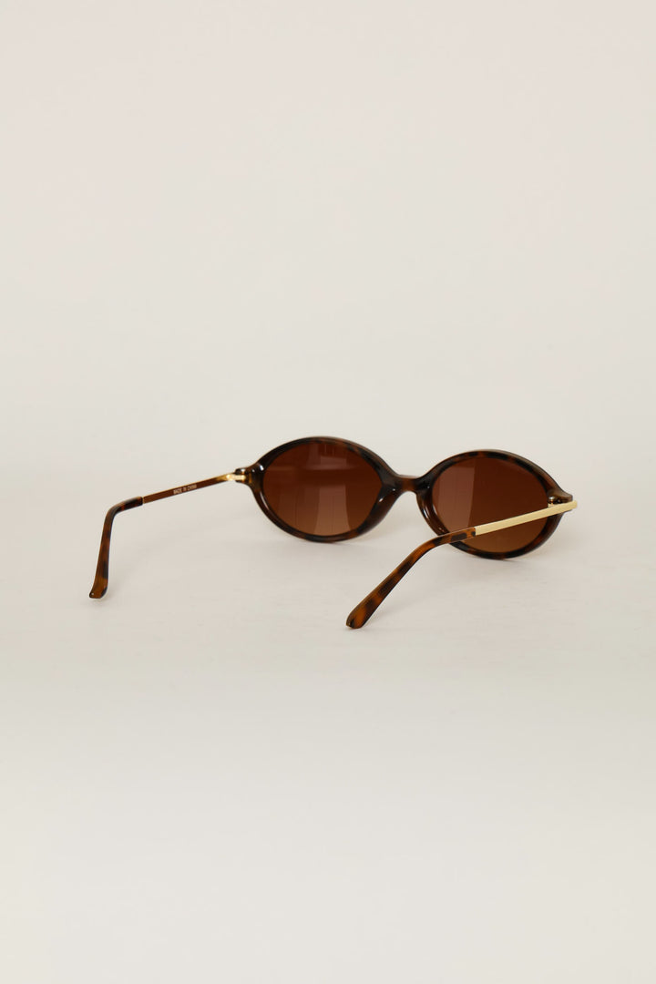 Small Oval Solid Lens Sunglasses - Tortoise Shell