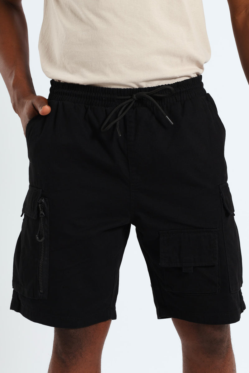 Mens Double Pocket Cargo Shorts - Black – Edgars