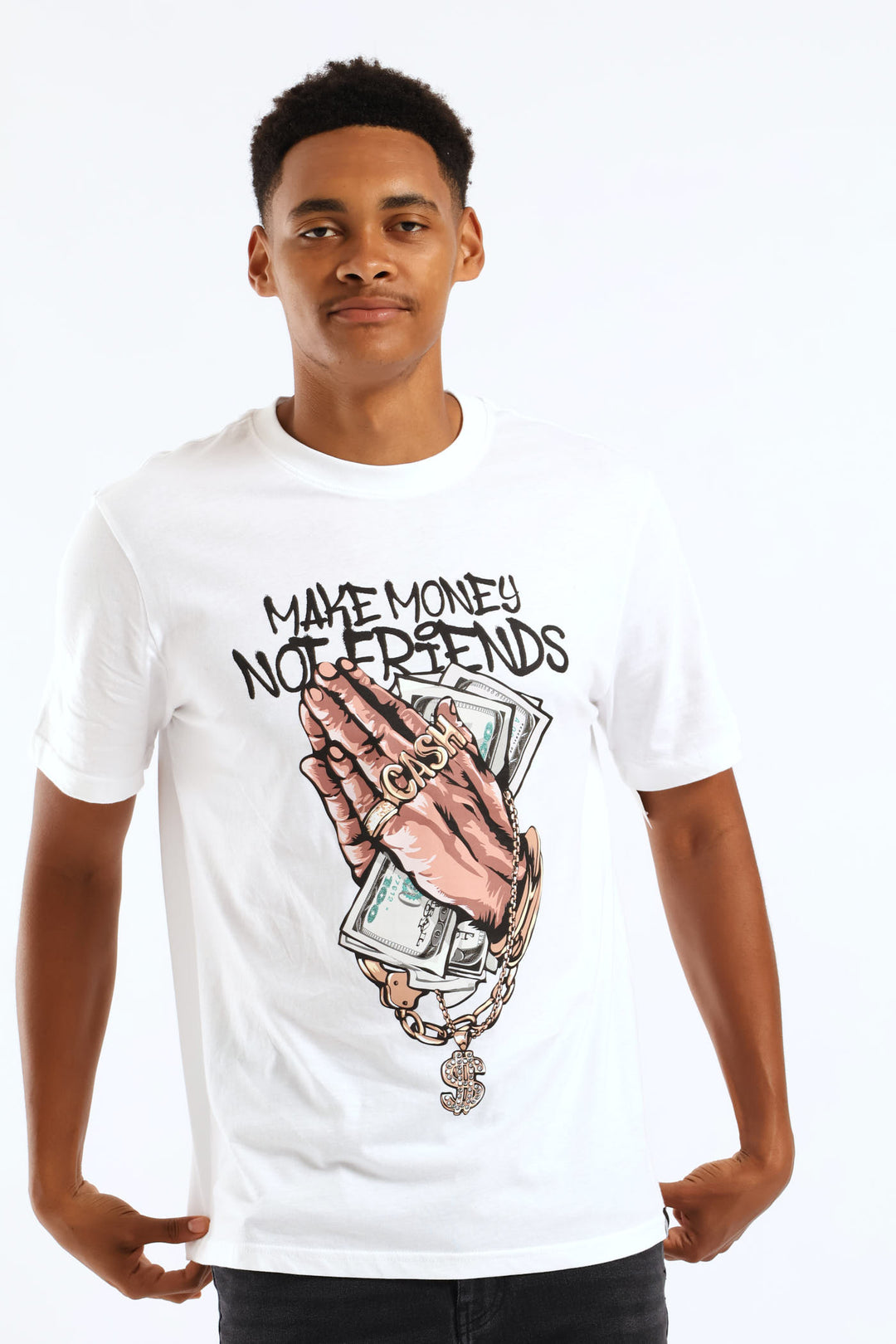 Make Money Front & Back Print Tee - White