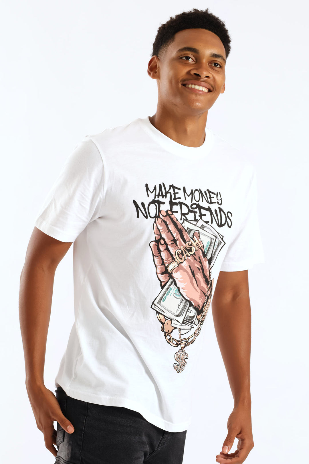 Make Money Front & Back Print Tee - White