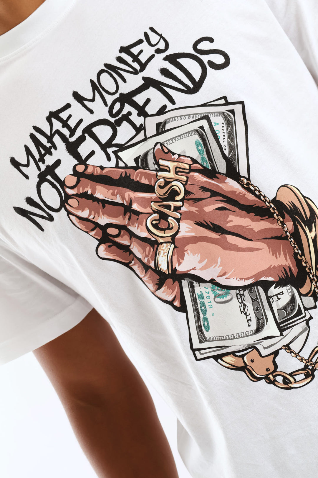 Make Money Front & Back Print Tee - White