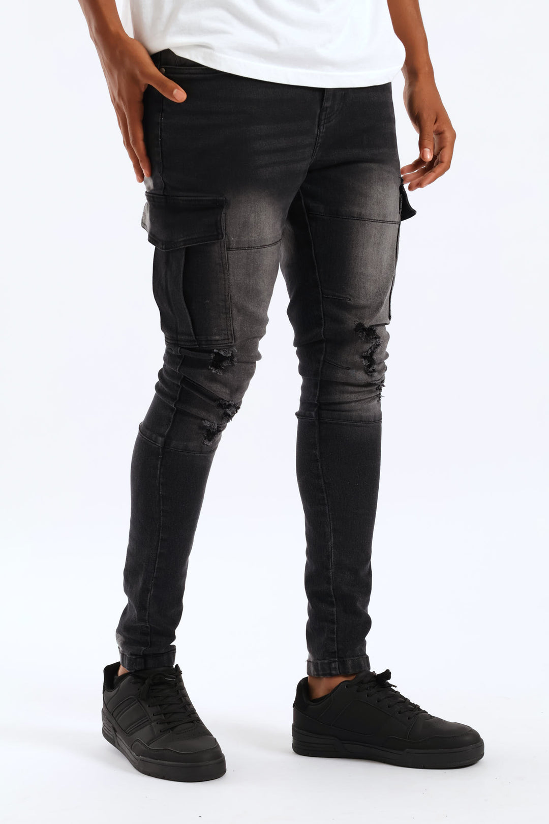 Super Skinny Cargo Denim - Black